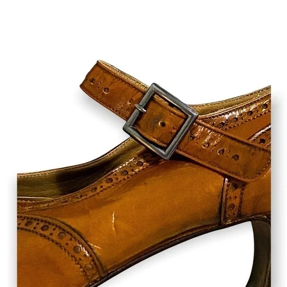 Vintage Y2K Patrick Cox‎ brown Mary Jane heel, size 37.5, antique finish